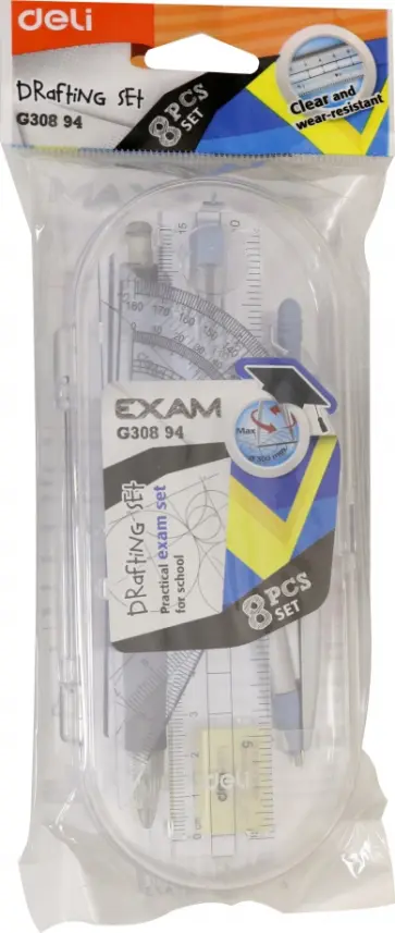 Готовальня "Deli Exam" голубой, пластик (EG30894) Готовальня "Deli Exam" голубой, пластик (EG30894) обложка книги