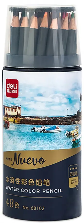 Карандаши 48 цветов "Deli" металлическая туба (68102 Nuevo) обложка книги