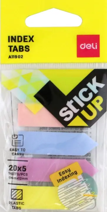 Закладки самоклеящиеся пластиковые 20 листов, 5 цветов обложка книги