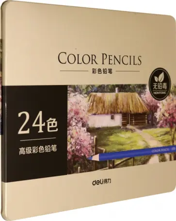 Карандаши акварельные 24 цвета "Deli" металлическая коробка (6565) обложка книги
