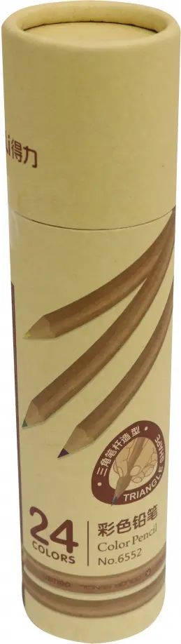 Карандаши 24 цвета "Deli" трехгранные, картонный тубус (6552) обложка книги