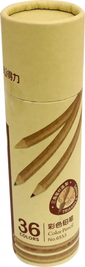 Карандаши 36 цветов "Deli" трехгранные, картонный тубус (6553) обложка книги