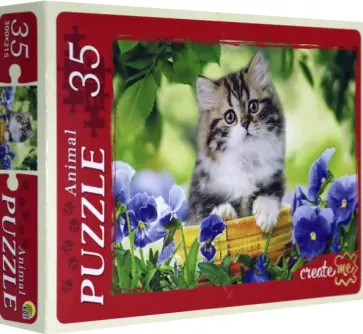 Puzzle-35 "Пушистый котенок в саду" (П35-0131) обложка книги