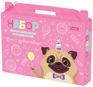 Набор школьно-письменных принадлежностей "Учись с удовольствием! Улыбнись", 27 предметов (Нп4_22859) обложка книги