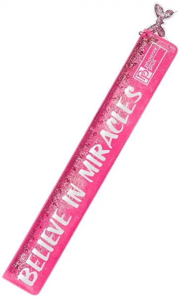 Линейка 20 см, ПВХ, розовая обложка книги