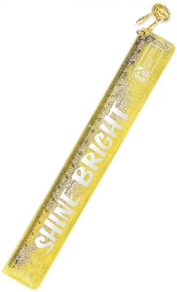 Линейка 20 см, ПВХ, желтая обложка книги