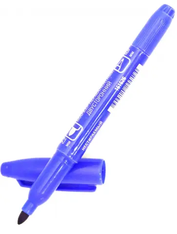 Маркер перманентный двусторонний 0,8мм / 2,2мм, синий (151626) Маркер перманентный двусторонний 0,8мм / 2,2мм, синий (151626) обложка книги