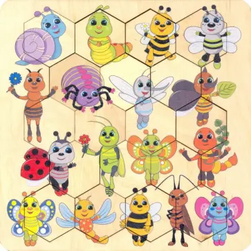 Пазл деревянный "Занимательные соты. Букашки" (00784) обложка книги