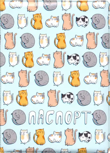 Обложка для паспорта "Котики" (голубой фон) Обложка для паспорта "Котики" (голубой фон) обложка книги