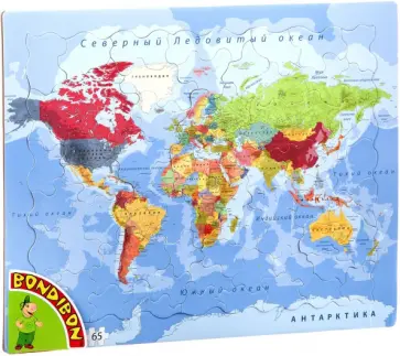 Пазл (65 деталей) «Карта мира» (ВВ4663) обложка книги