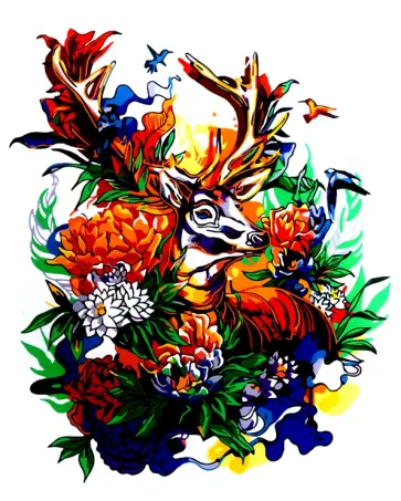 Картина для раскрашивания по номерам "Олень в цветах", 40х50 см (M-11422) обложка книги