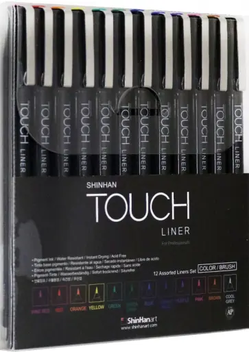 Набор линеров "Touch Liner" (12 цветов, кисточка) (4305012) обложка книги