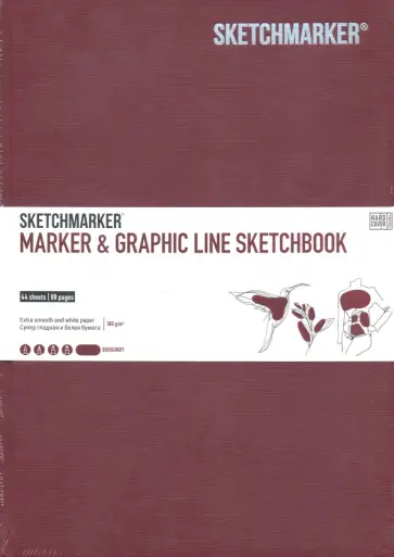Скетчбук 44 листа, А5+ "MARKER & GRAPHIC" (MGLHSM/BURG) обложка книги