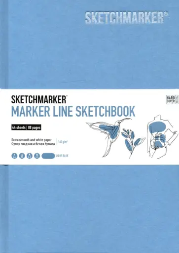 Скетчбук 44 листа, А5+ "MARKER & GRAPHIC" (MGLHSM/LBLUE) обложка книги