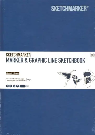 Скетчбук 44 листа, А5+ "MARKER & GRAPHIC" (MGLHSM/BLUE) обложка книги