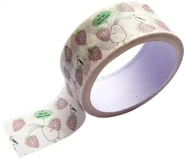 Лента клейкая декоративная 20 мм*5 м "Клубника" (BSWT003-01штучно) обложка книги