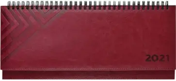 Планинг датированный на 2021 год (64 листа, 310х130 мм), САРИФ, бордовый с поролоном (52959) обложка книги