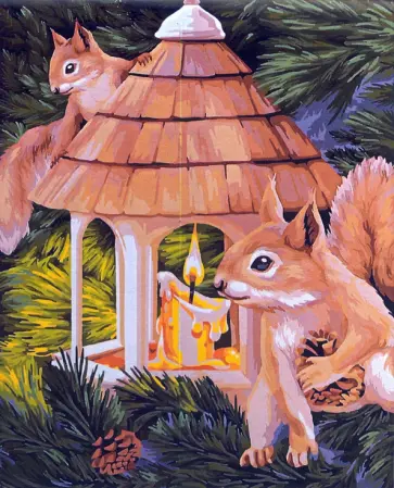 Рисование по номерам 40х50 "Братья бельчата" (L035) обложка книги