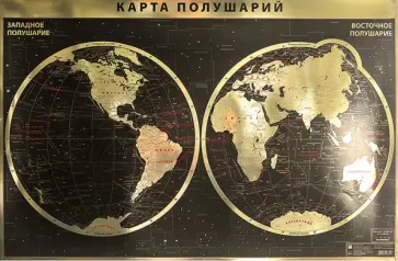 Интерьерная карта Мира/полушарий (физическая) GOLD Интерьерная карта Мира/полушарий (физическая) GOLD обложка книги