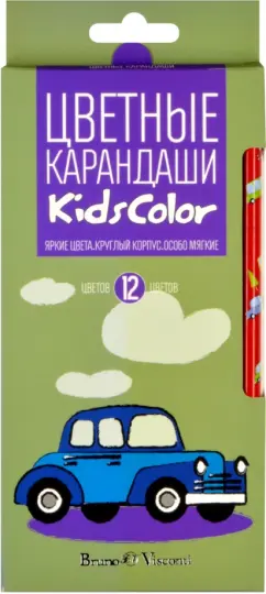 Карандаши цветные KidsColor, 12 цветов, 6 видов в ассортимете