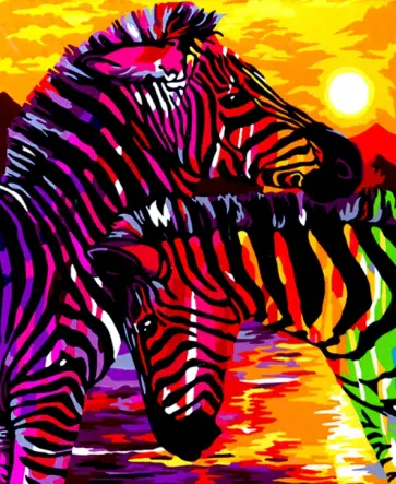 Рисование по дереву 40х50 "Яркие зебры" (FLA047) обложка книги