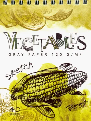 Скетчбук 40 листов, А6, гребень "Кукуруза, серый" (97811) обложка книги