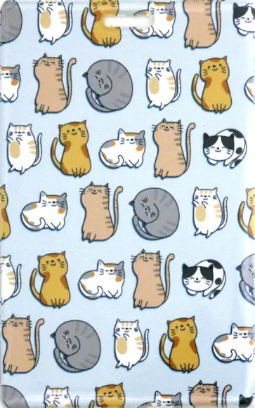 Чехол для карт "Котики", голубой фон, с отверстием обложка книги