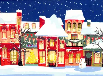 Холст 30х40 см Яркие новогодние домики (Х-4944) обложка книги