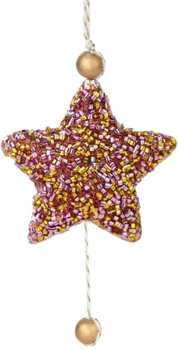 Новогоднее подвесное украшение "Розовая пушистая звездочка" 9x1,5x9 см (82624) обложка книги