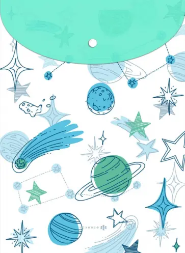 Папка для документов на кнопке, вертикальная, пластиковая, "Космос", А4 (53481) обложка книги