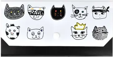 Папка для документов,  пластиковая, на кнопке "Коты", 4 отделения (49695) обложка книги