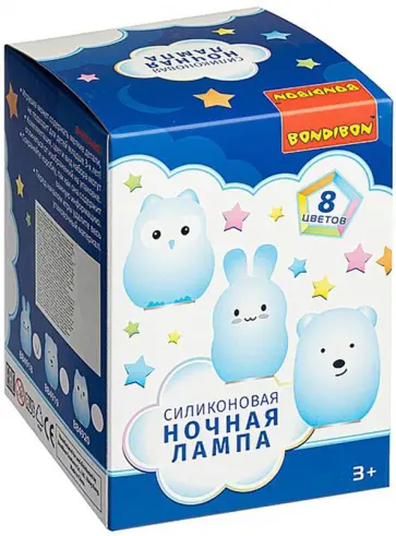 Ночная лампа ЗАЙКА, силикон, 8 цветов, USB (ВВ4918) Ночная лампа ЗАЙКА, силикон, 8 цветов, USB (ВВ4918) обложка книги