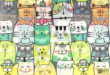 Плёнка цветная для уроков труда 500х700 мм Коты обложка книги