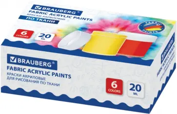 Краски акриловые 6 цветов, 20 мл по ткани (191608) обложка книги