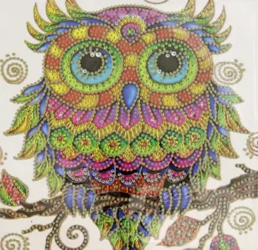 Алмазная мозаика Разноцветная сова, с мольбертом обложка книги