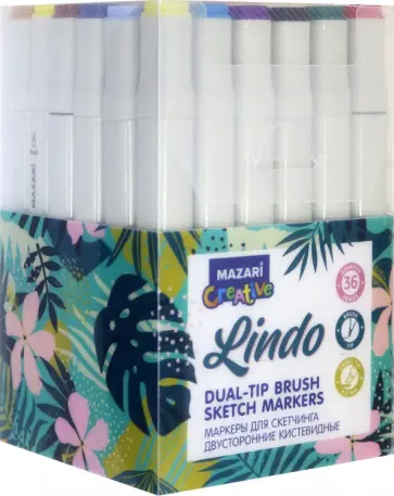Маркеры для скетчинга 36 цвета LINDO Main+Pastel (M-15091-36) обложка книги