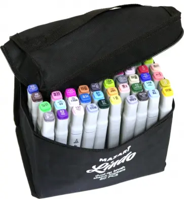 Маркеры для скетчинга 80 цветов LINDO Main кистевидные/клиновидные наконечники (M-15094-80) обложка книги