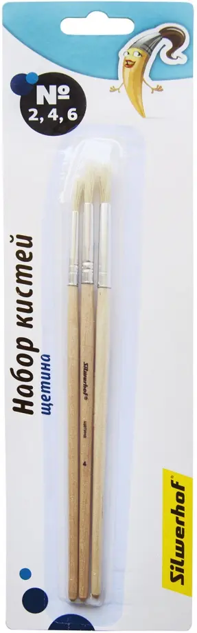 Набор кистей щетина круглые №2, 4, 6 3 штуки Народная колллекция (980090) обложка книги