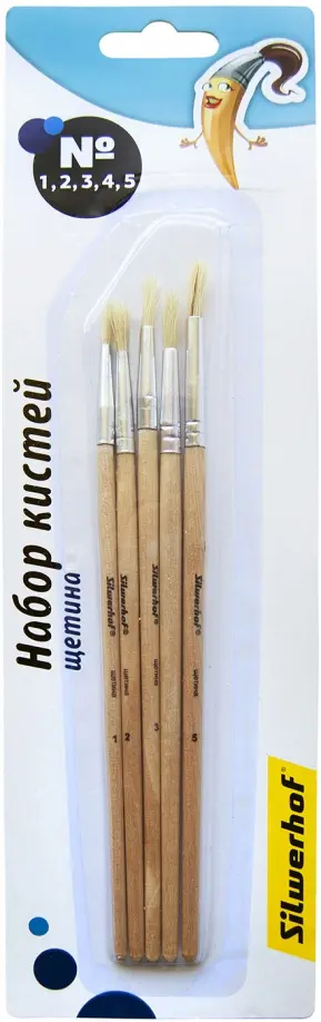 Набор кистей щетина круглые №1-5, 5 штук Народная коллекция (980091) обложка книги