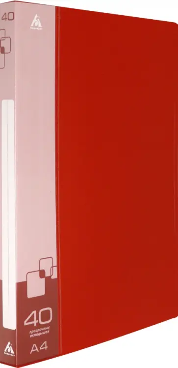 Папка с 40 прозрачными вкладышами (A4, пластиковая, красная), (BPV40RED) обложка книги