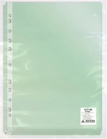 Папка-вкладыш А4+ 30 мкм 50 штук зеленый Папка-вкладыш А4+ 30 мкм 50 штук зеленый обложка книги