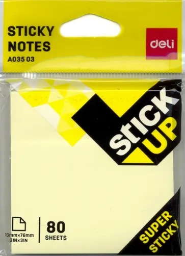 Блок самоклеящейся бумаги "Stick UP". 80 листов 76x76 мм, желтый (EA03503) обложка книги