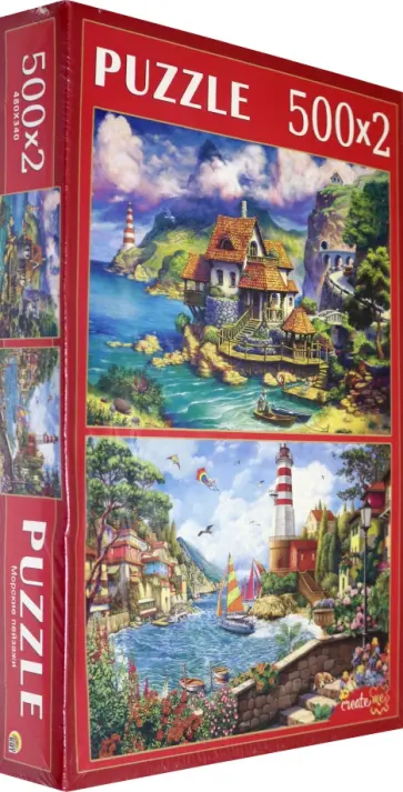 Пазлы 2 в 1 (500+500) МОРСКИЕ ПЕЙЗАЖИ (ХП500-4312) обложка книги