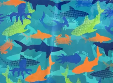 Плёнка цветная для уроков труда 500х700 мм Акулы обложка книги