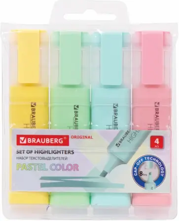 Набор текстовыделителей 4 штуки "PASTEL" (151697) обложка книги