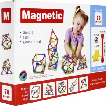 Магнитный конструктор, 70 деталей (79168) обложка книги