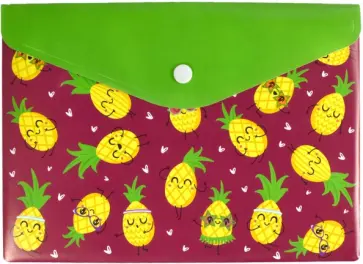 Папка для документов пластиковая 24х17 см, 1 отделение Ананасы (53192) обложка книги