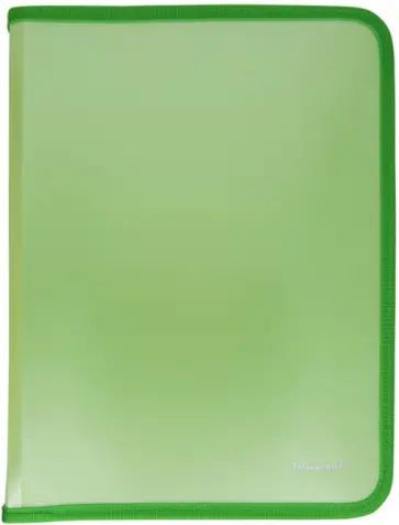 Папка для тетрадей пластиковая на молнии, A5, зеленая (671957) обложка книги