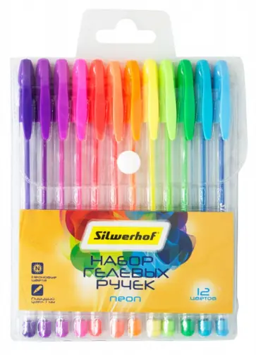 Набор ручек гелевых 12 цветов NEON (026178-12) обложка книги