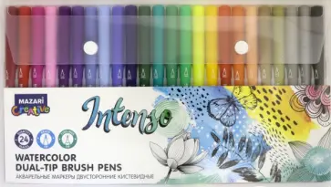 Маркеры акварельные "INTENSO", двусторонние, кистевидные (M-5090- 24) обложка книги
